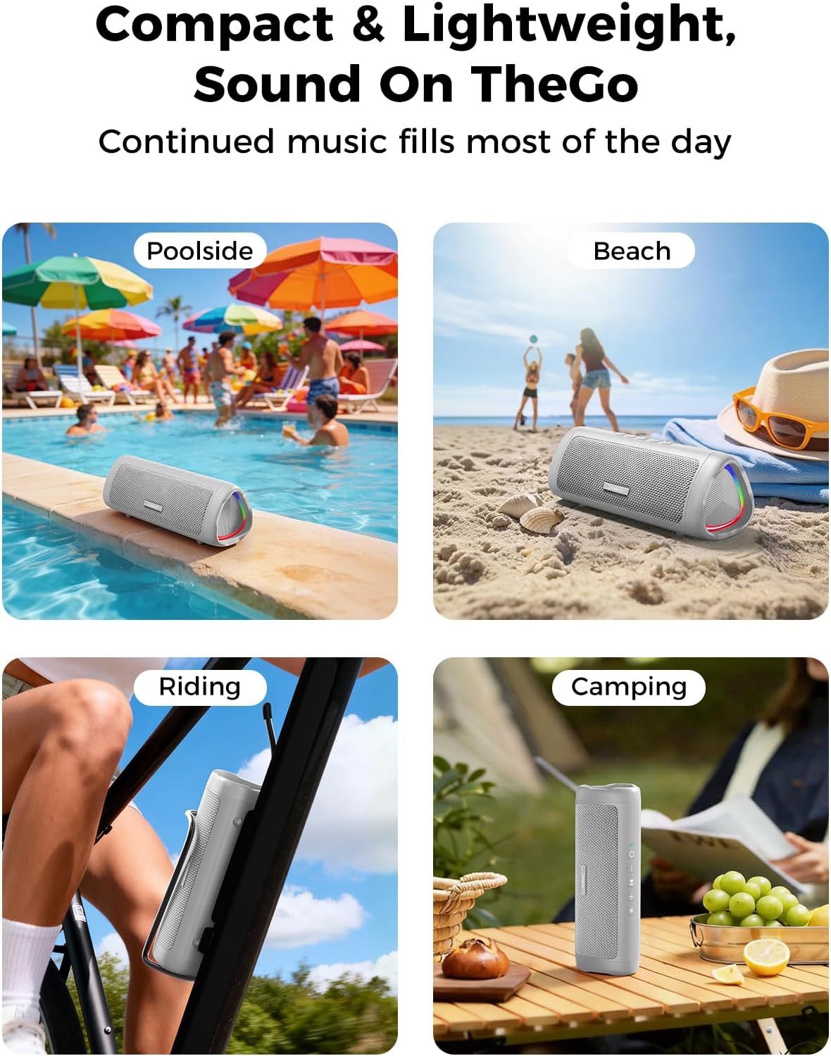 Altavoz Bluetooth, sonido HD de 20 W, inalámbrico portátil, IPX5 im...