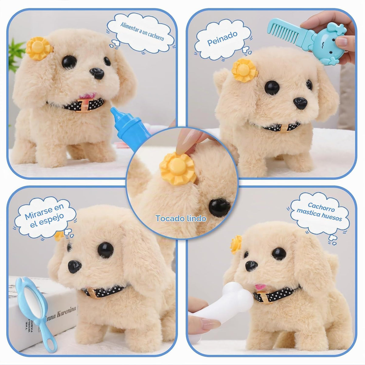 16 piezas de juguetes de perro robot para niños, juguetes para niño...