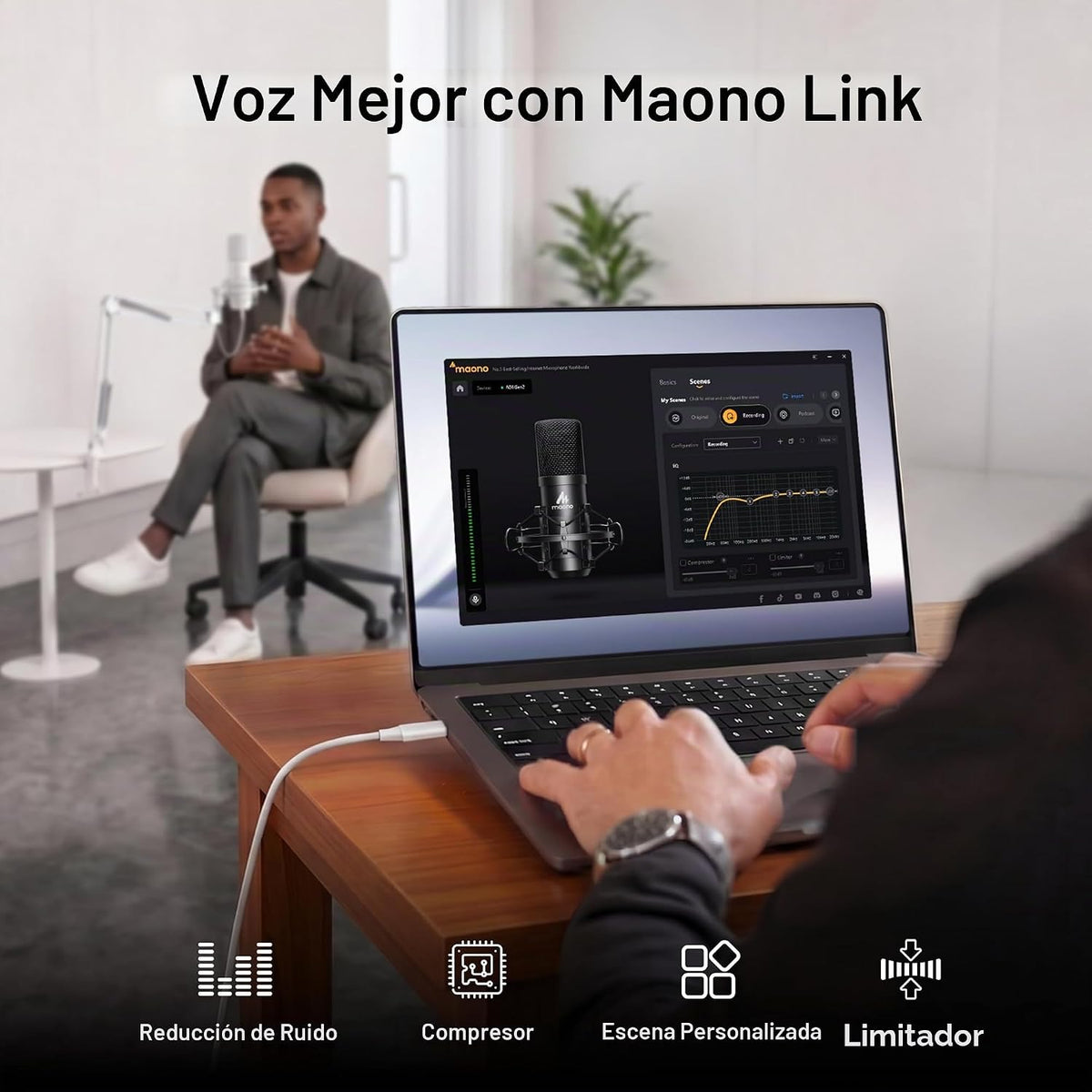 MAONO Micrófono de condensador XLR\/USB blanco A04 Gen2 para grabac...