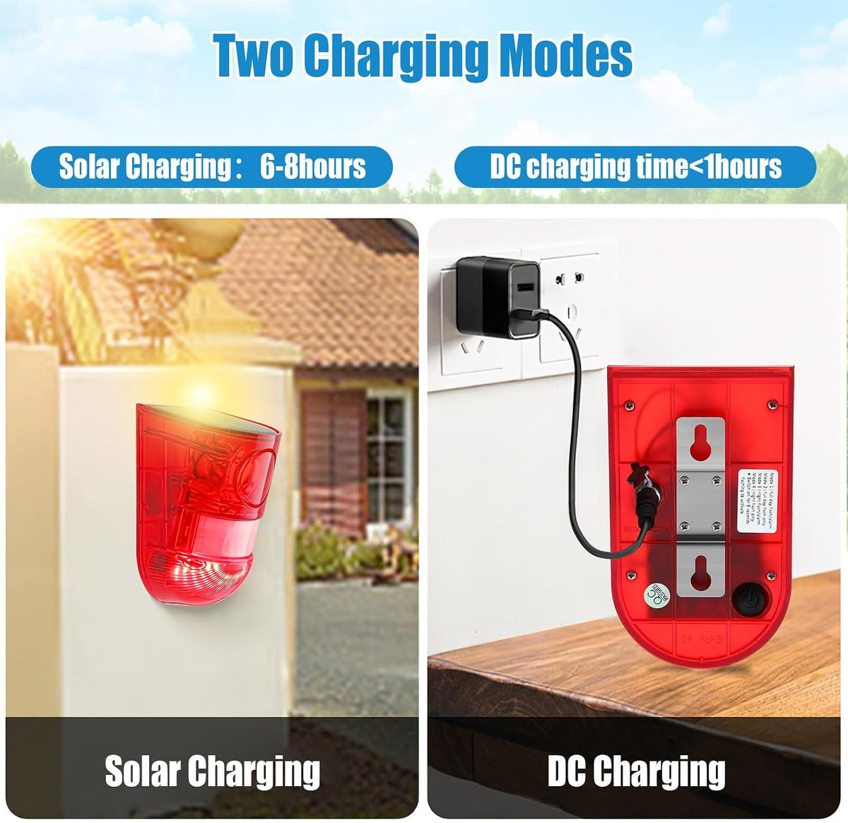 Qualirey - Paquete de 2 alarmas solares con sensor de movimiento de...