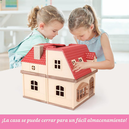 Set de casa de muñecas familiar Cozy Cabin, muebles y accesorios pa...