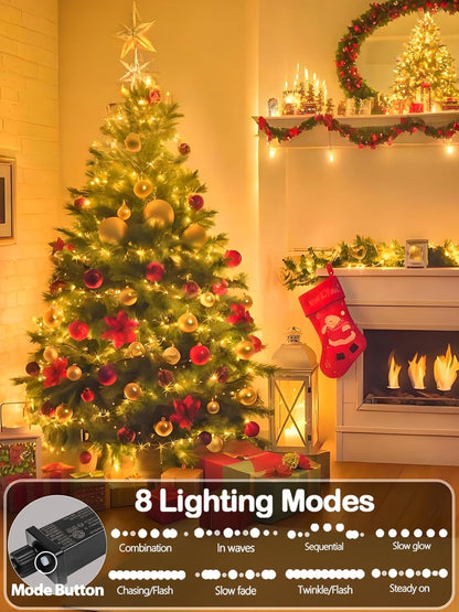 Tira de luces LED de Navidad de 108 pies con 300 luces LED enchufab...