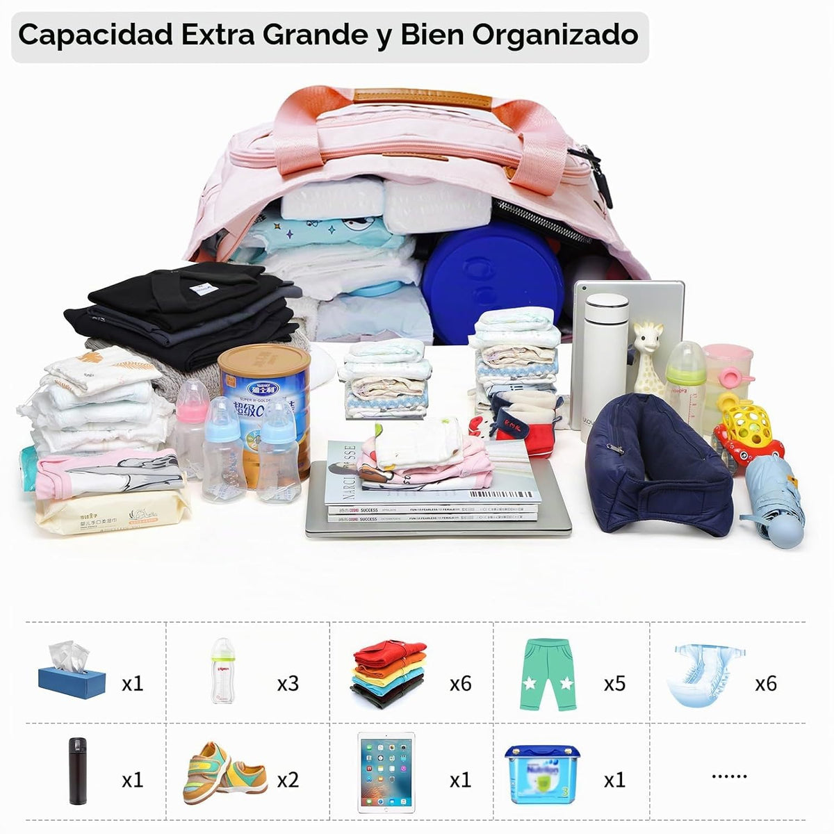 FHELAD Bolsa de pañales para mujer, bolsa de pañales para bebé 16L...