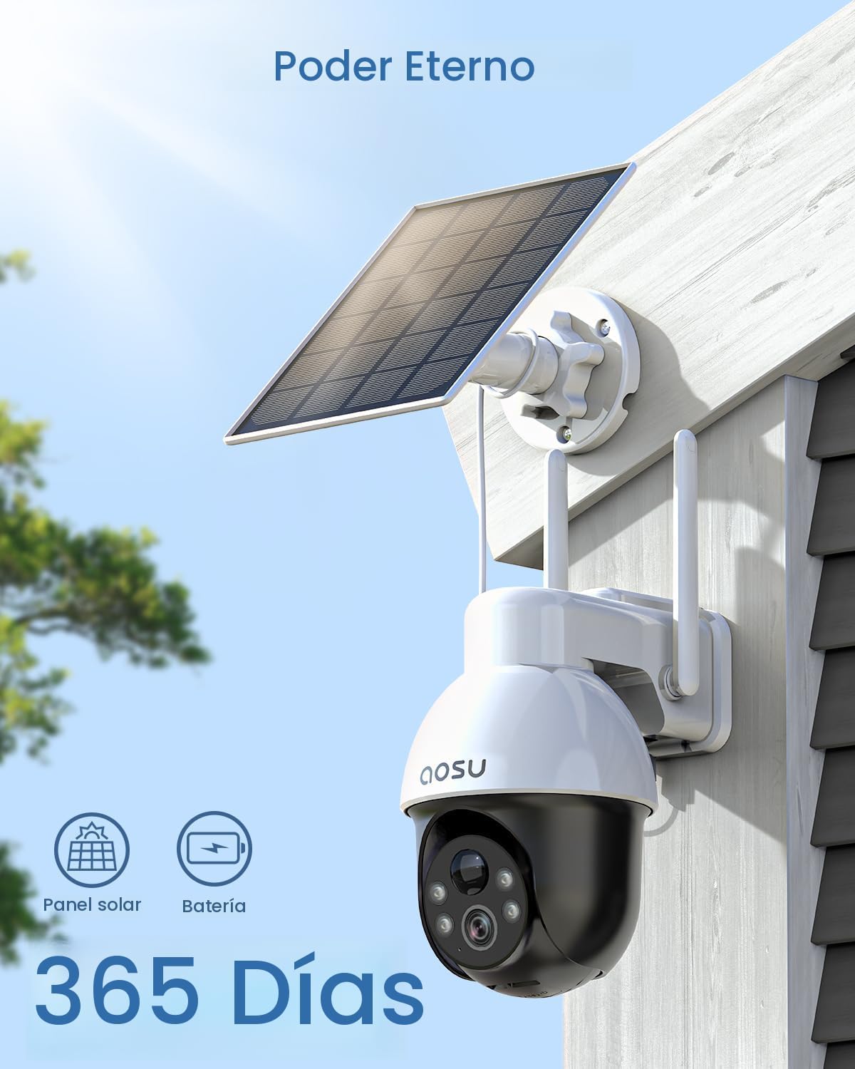 aosu 3K 5MP Cámara de seguridad solar inalámbrica PTZ al aire libre...