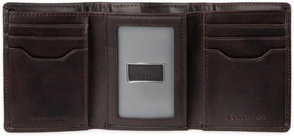 Cartera trifold de cuero con bloqueo RFID para hombre de Calvin Klein