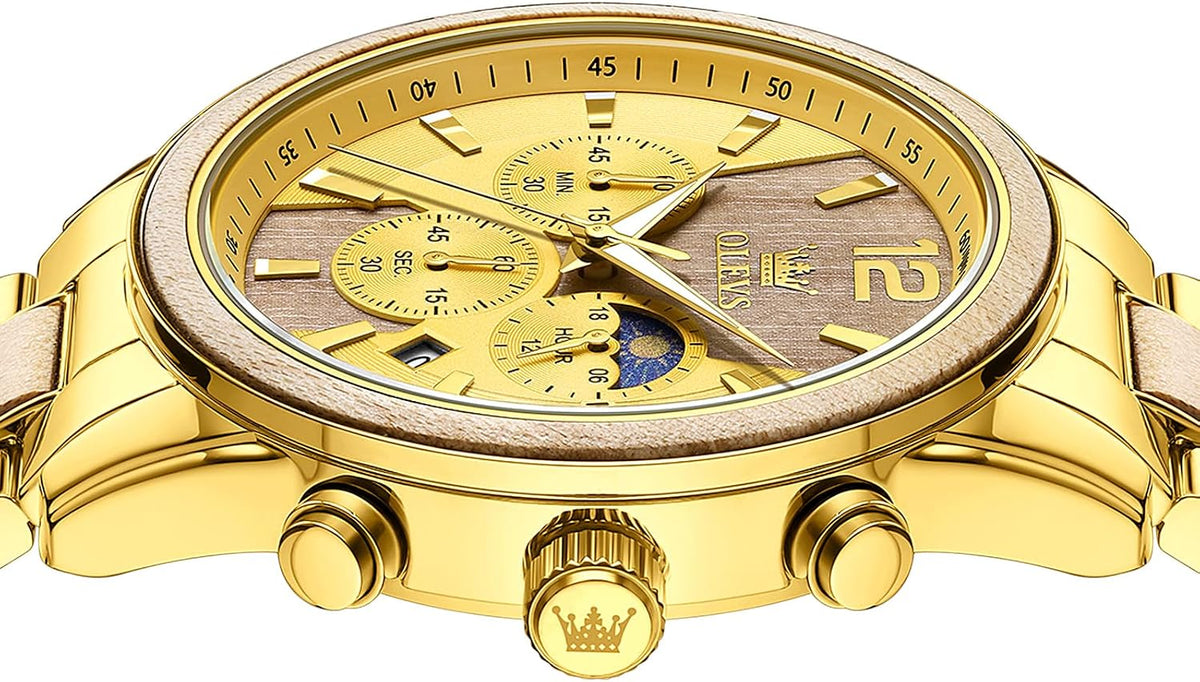 OLEVS Relojes de pulsera analógicos de cuarzo para hombre, cronógra...