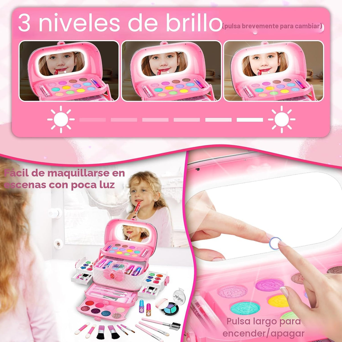 58Pcs Kit de maquillaje para niños para niña - Juego de cosméticos...