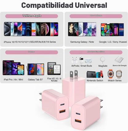 Bloque de carga USB C, bloque de cargador para iPhone 16\/15 [paque...