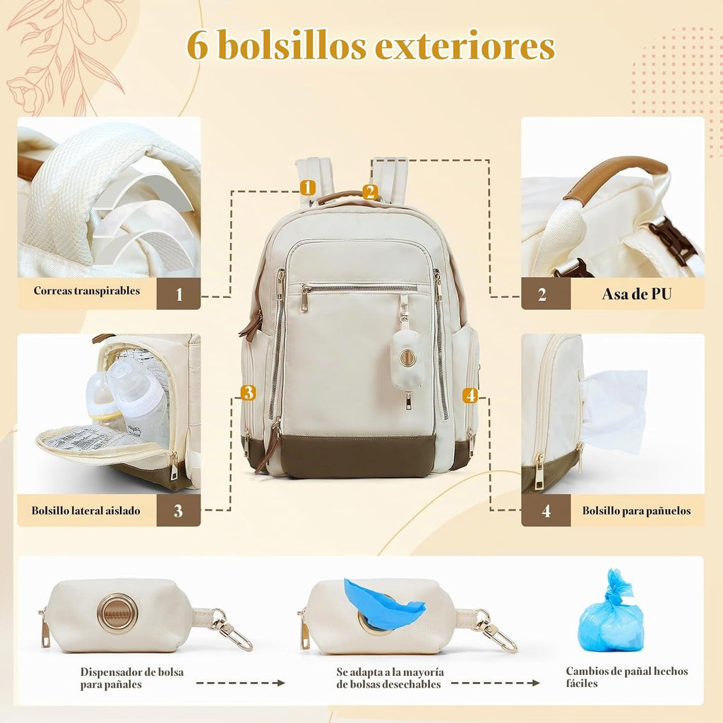 miss fong Mochila para pañales \u2013 Bolsa de pañales para bebé, b...