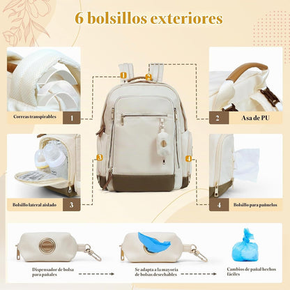 miss fong Mochila para pañales \u2013 Bolsa de pañales para bebé, b...