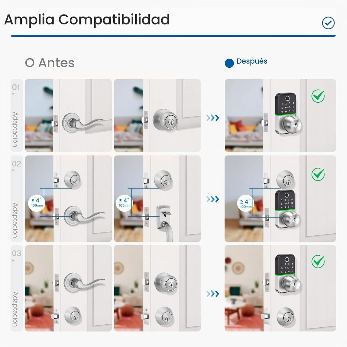 Cerradura de puerta inteligente con teclado y pomo: Cerradura de en...