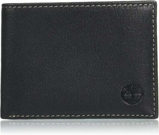 Timberland Billetera de cuero genuino con tarjetero de seguridad RF...