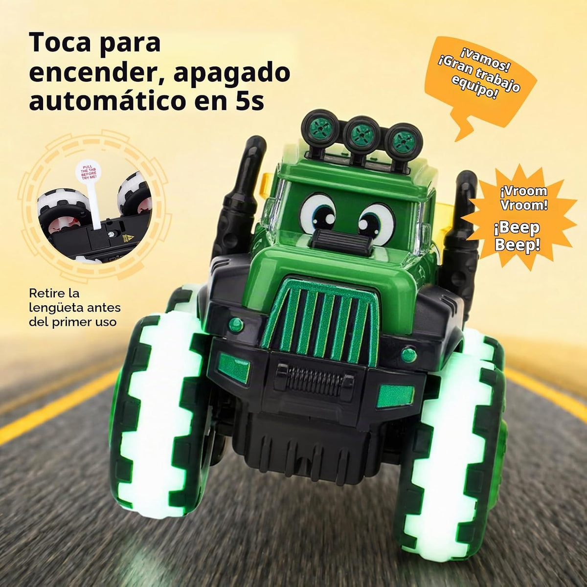 hahaland Paquete de 3 juguetes de camión de construcción monstruo L...