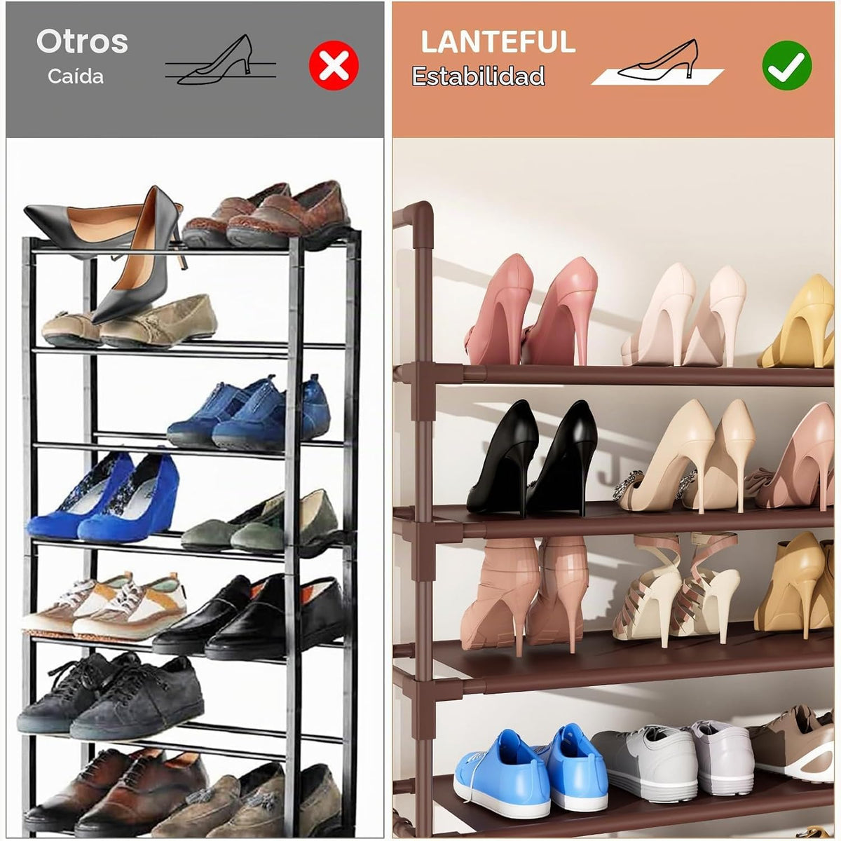 LANTEFUL Estante Alto de 11 Niveles para Zapatos Sostiene 55 Pares...