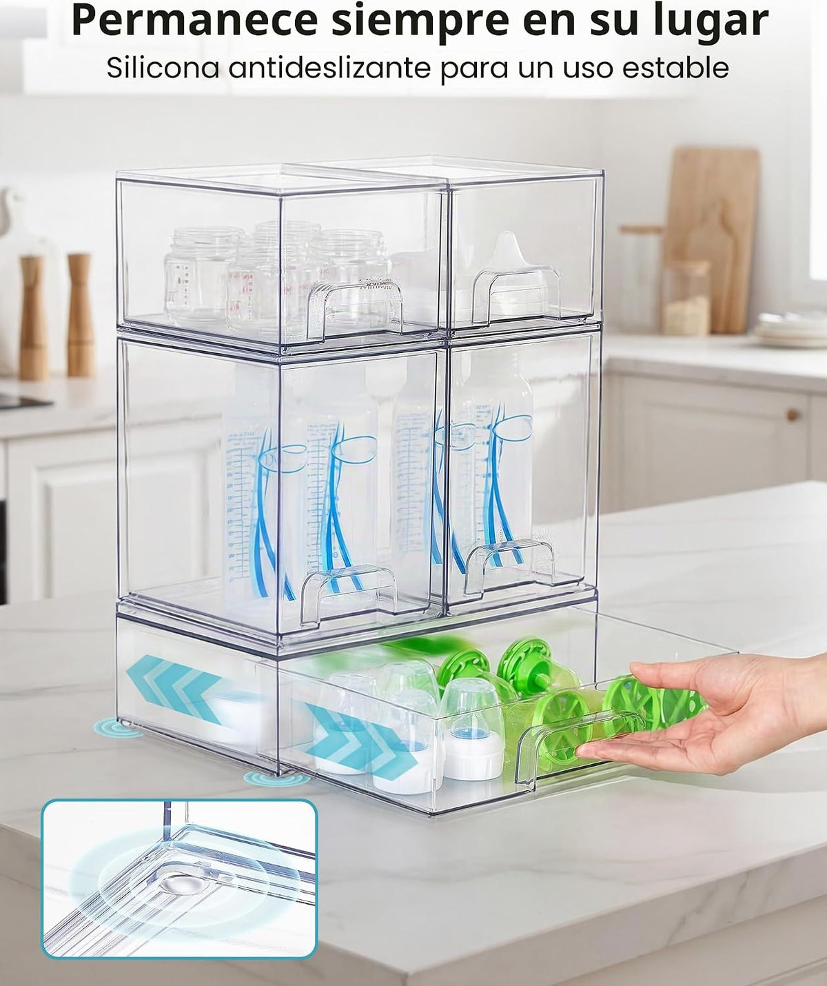 Vtopmart Juego de 9 cajones de almacenamiento apilables transparent...
