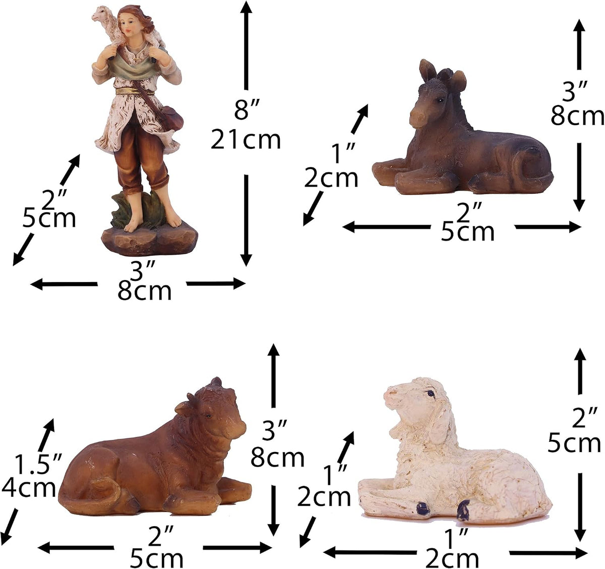 Zayton Juego de belenes de Navidad con figuras de 8 pulgadas, 11 pi...