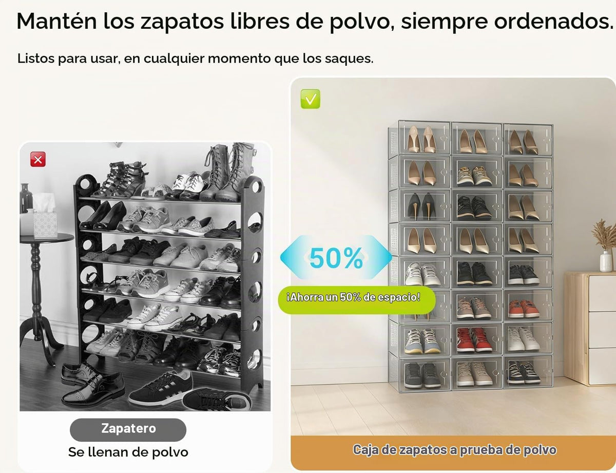 Kuject Cajas de almacenamiento de zapatos extragrandes, paquete de...