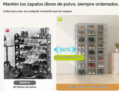 Kuject Cajas de almacenamiento de zapatos extragrandes, paquete de...