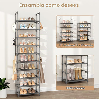 VTRIN - Zapatero de 10 niveles, alto, con capacidad para 20-25 pare...
