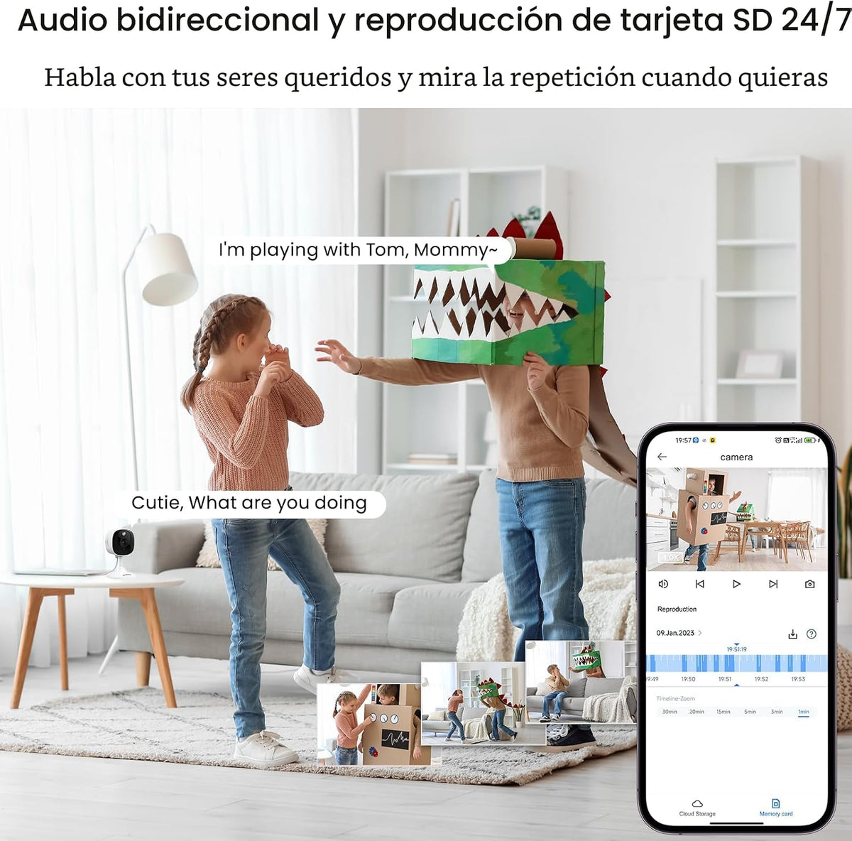 AOQEE Cámara de seguridad 2K para interior\/exterior, color Nigth V...