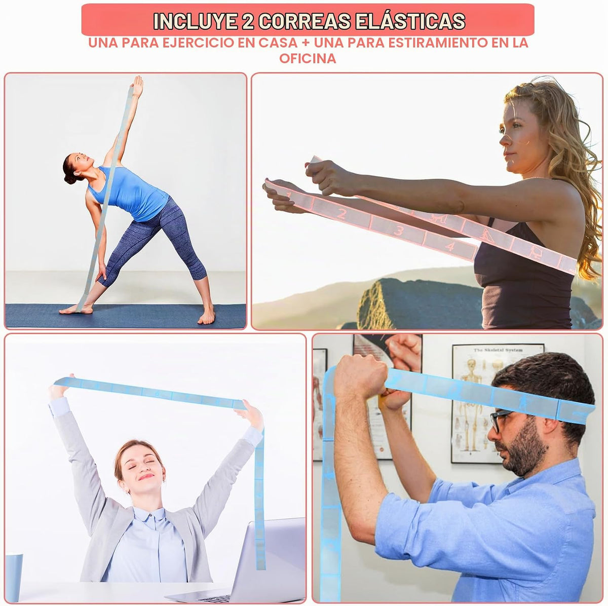 Correa elástica de estiramiento para yoga con bucles, correas de es...