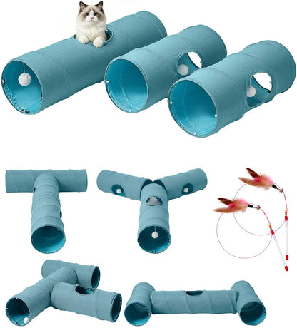 Túnel para gatos, 3 túneles de forma recta, 6 formas de bricolaje c...