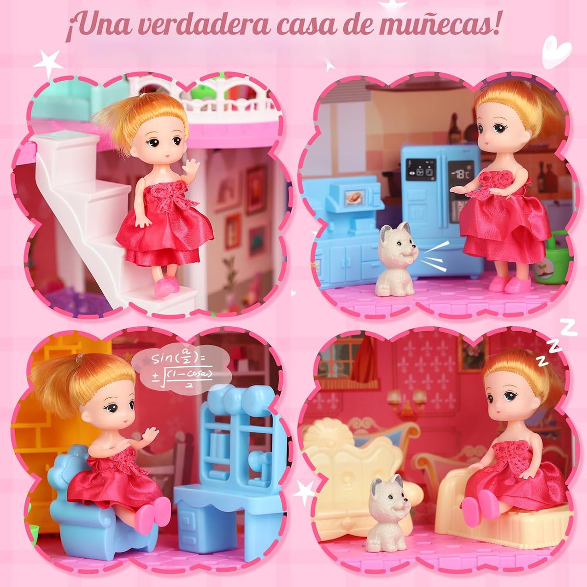 Lehoo Castle Doll House 4 pisos 12 habitaciones, juego de casa de m...