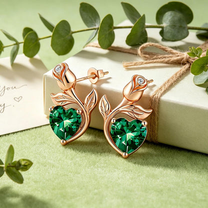 JACUPO Aretes de tuerca con piedra natal de corazón rosa de 0.8 qui...