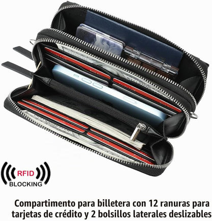 Lanyani Cartera Cruzada RFID con Correa de Muñeca y Bolsillo para T...