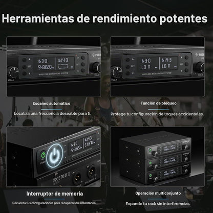 Phenyx Pro Sistema de micrófono inalámbrico de mano de escaneo auto...