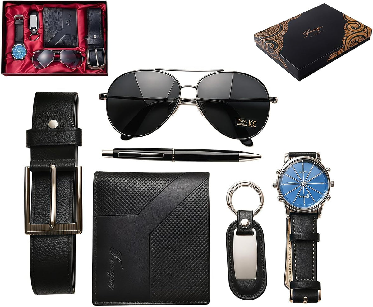 CXLZENGH Juego de regalo para hombre, 6 piezas, reloj, billetera, c...