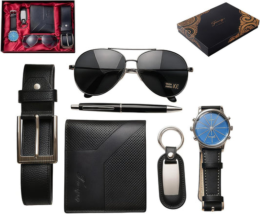 CXLZENGH Juego de regalo para hombre, 6 piezas, reloj, billetera, c...