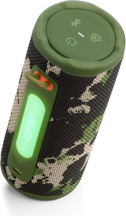 Altavoz Bluetooth portátil JBL Grip, resistente al agua, luz ambien...