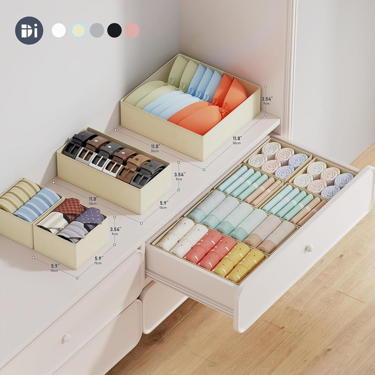 DIMJ Organizador de cajones para almacenamiento de ropa, paquete de...