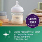 Philips Avent Biberones de vidrio natural, flujo lento, 4 onzas, si...