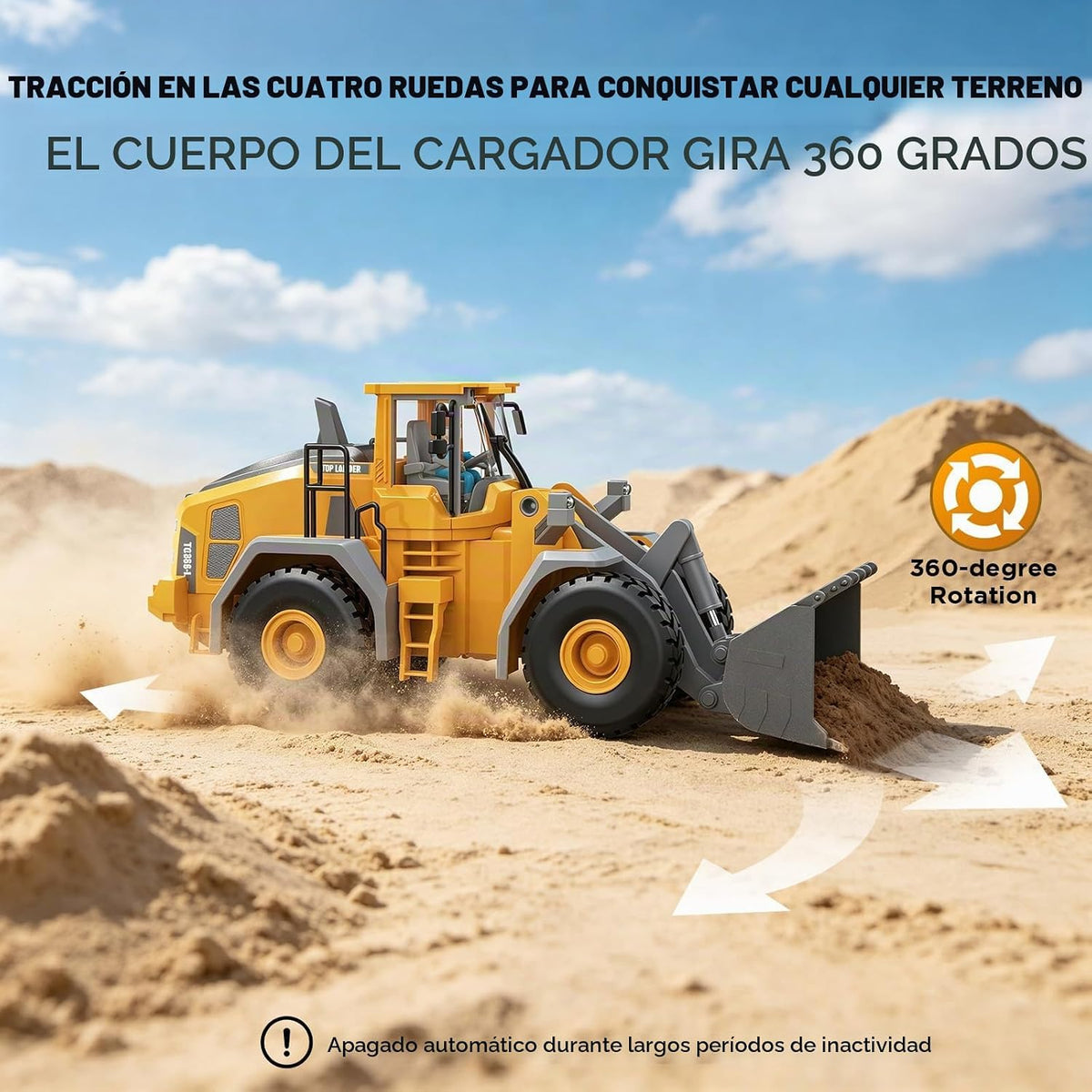 KIDMARKT - Cargador de ruedas de metal a control remoto para niños,...