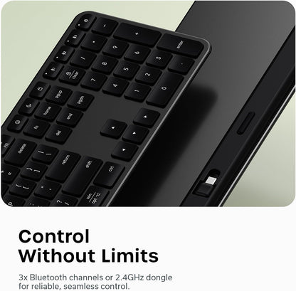 Satechi Teclado inalámbrico Slim EX3, Bluetooth y 2.4 GHz, negro es...