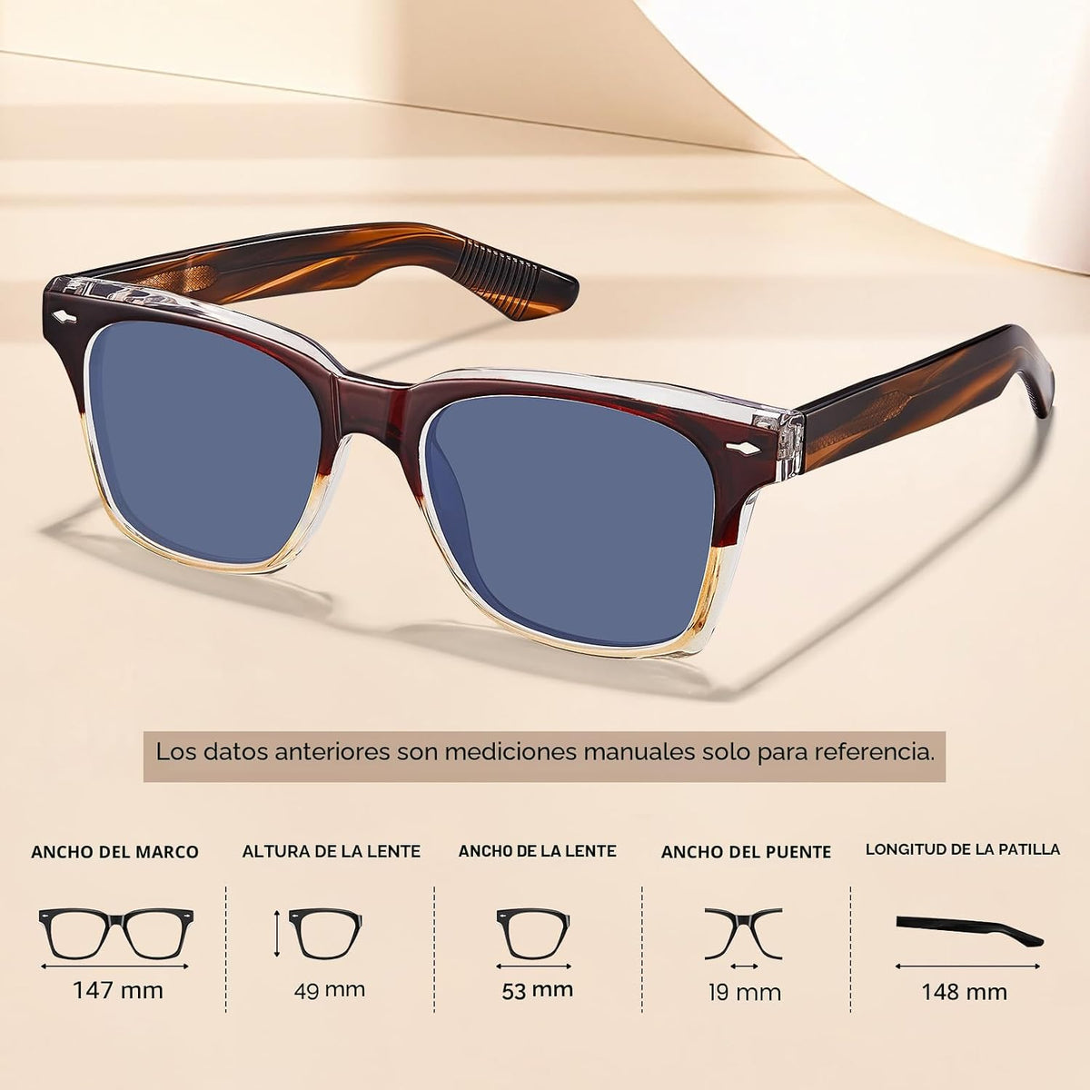 CARFIA Lentes de sol polarizados retro para hombre, protección UV40...