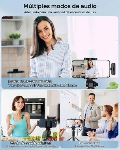 Micrófono de solapa inalámbrico para iPhone, iPad y teléfono Androi...