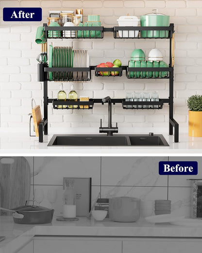 Kitsure Escurridor de platos ajustable sobre el fregadero, 31.5 - 3...