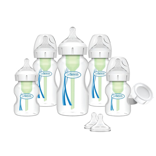 Dr. Brown's Anti-Colic Options+ Juego de biberones de cuello ancho,...
