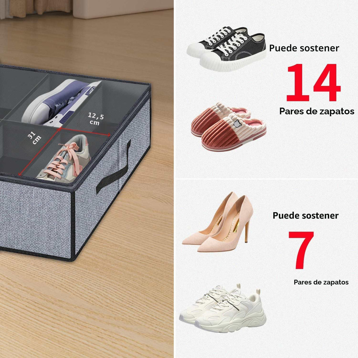 Onlyeasy - Organizadores de almacenamiento para zapatos debajo de l...