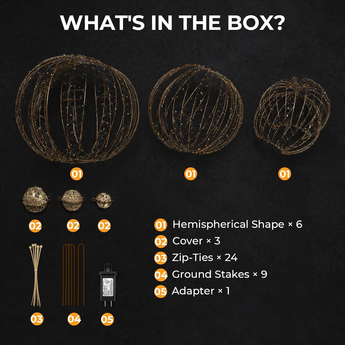 3 piezas de grandes bolas iluminadas para exteriores, decoraciones...