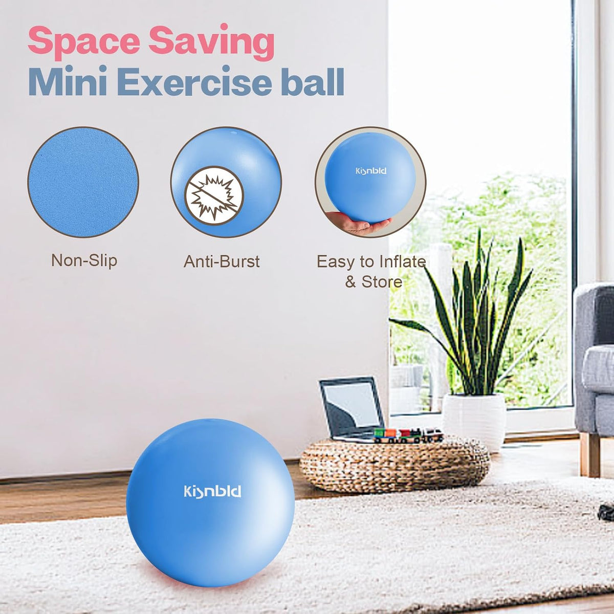 kisnbld Pequeña pelota de ejercicio, mini pelota de pilates de 9 pu...
