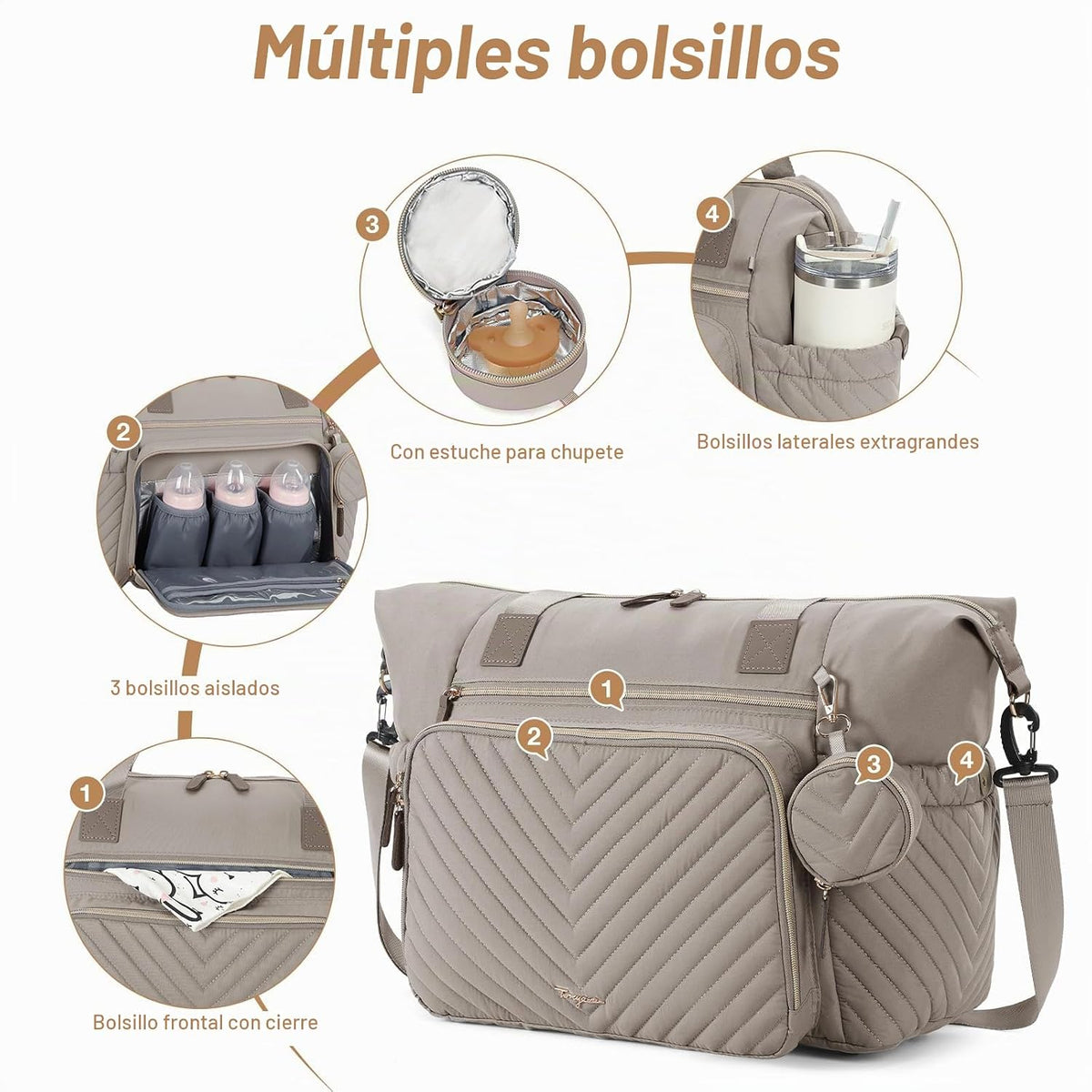 Tonyeee Bolsa de pañales, bolso grande del hospital del bebé para l...