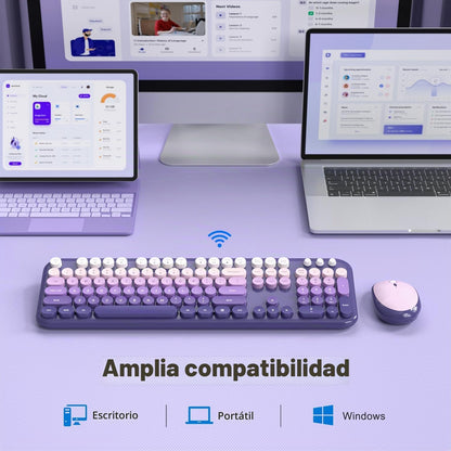 MOFII Combo de teclado y mouse inalámbricos, juego de teclado y mou...