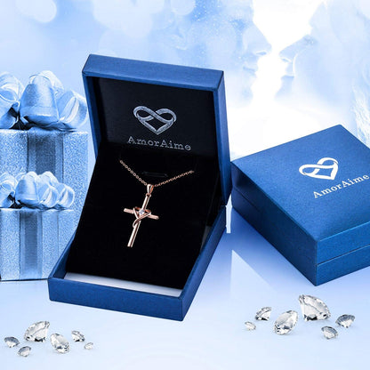 AmorAime Collar con cruz de plata de ley 925 para mujeres y hombres...