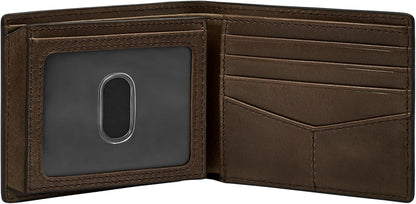 Fossil Derrick - Cartera para hombre, de piel con bloqueo RFID, ple...