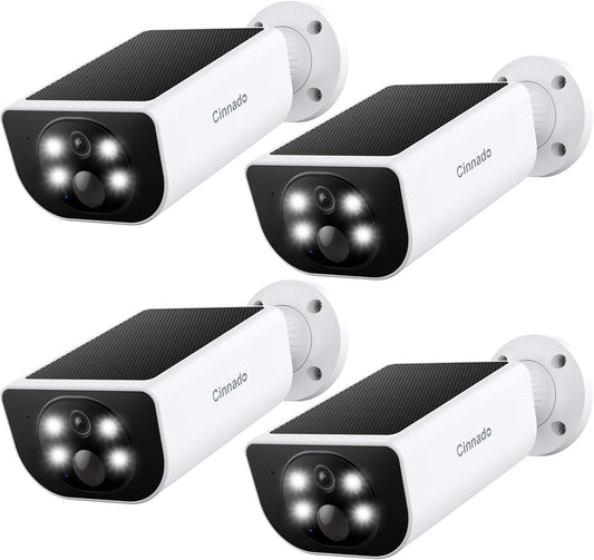 Cinnado Cámaras de seguridad Panel solar integrado inalámbrico para...