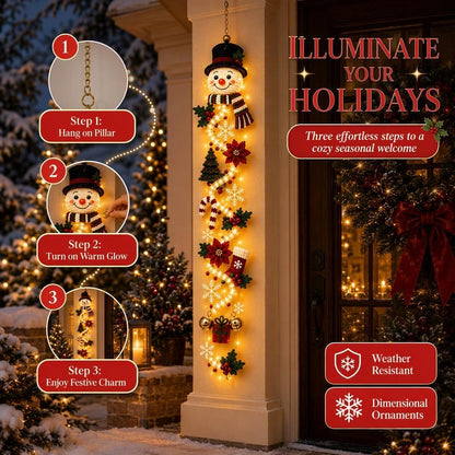2 colgadores de puerta de Navidad iluminados con muñeco de nieve, l...